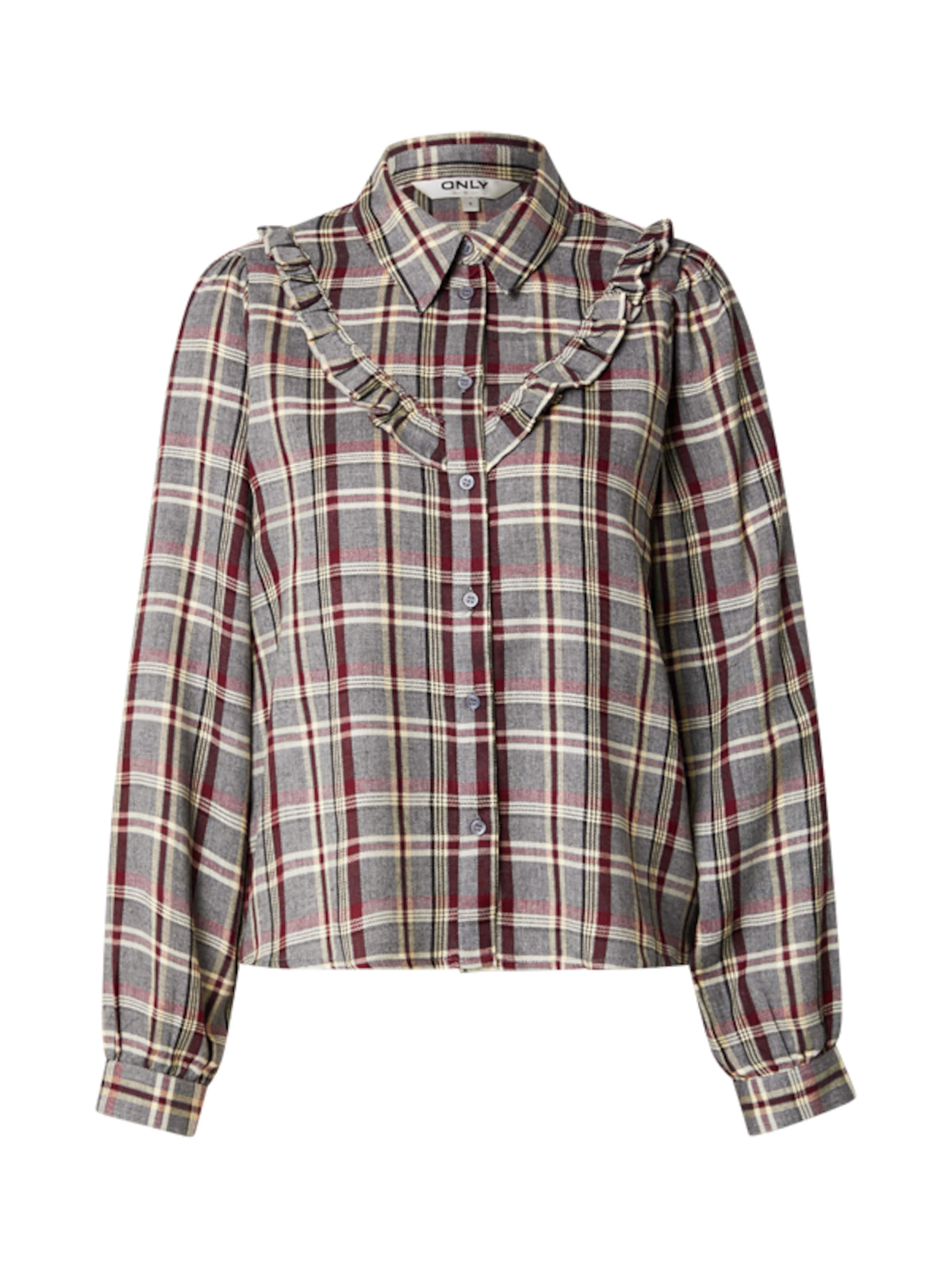 ONLY Блуза 'ONLEVIA CHECK' в сиво: отпред