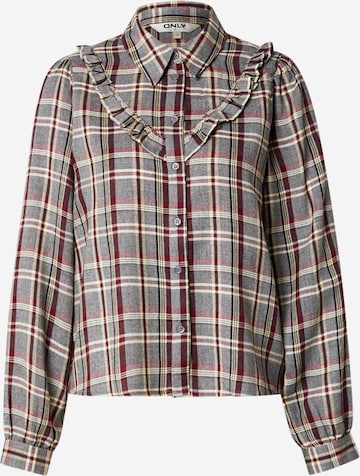 ONLY Блуза 'ONLEVIA CHECK' в сиво: отпред