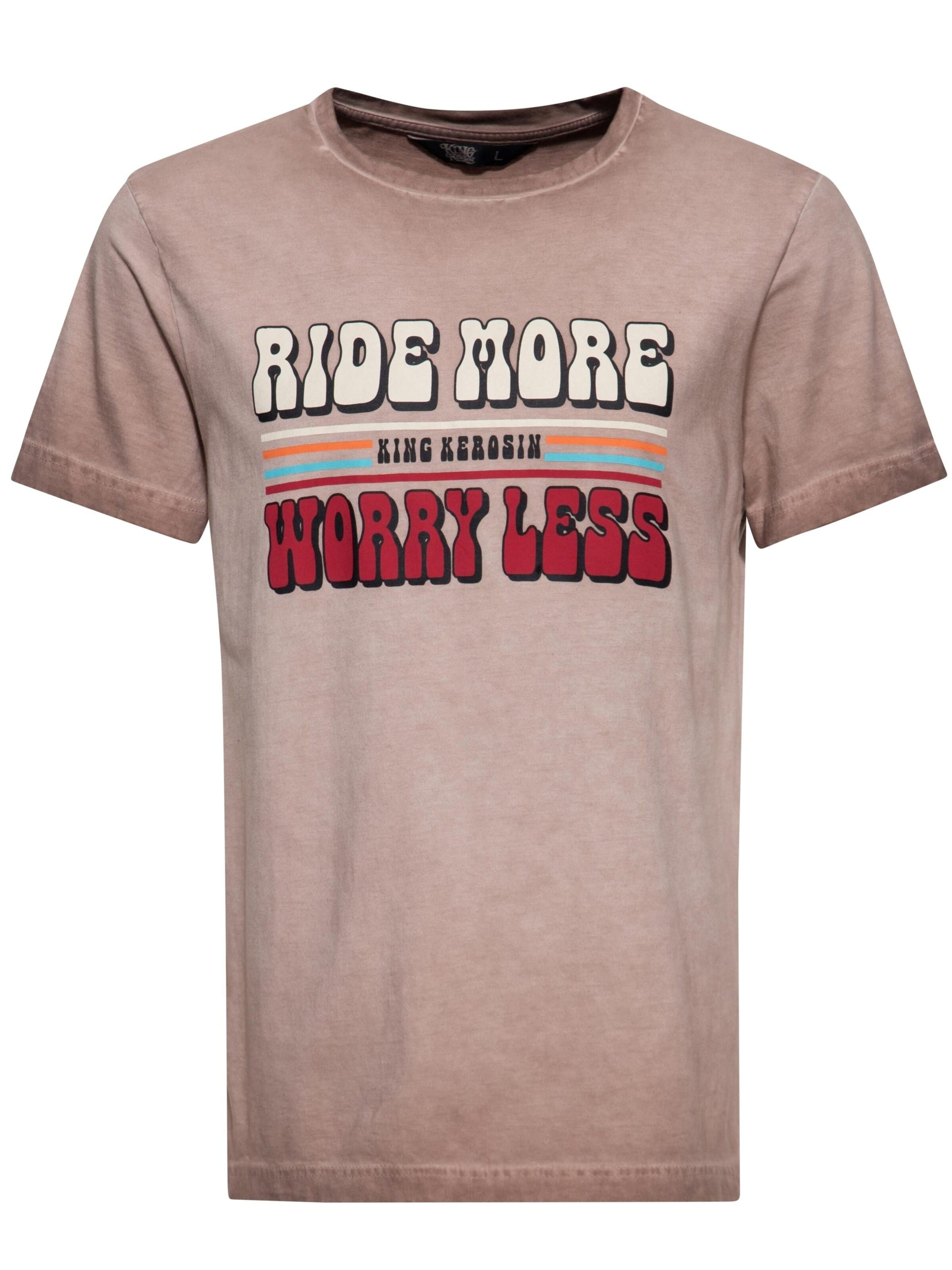 King Kerosin Shirt 'Ride More Worry Less' in Brown: front