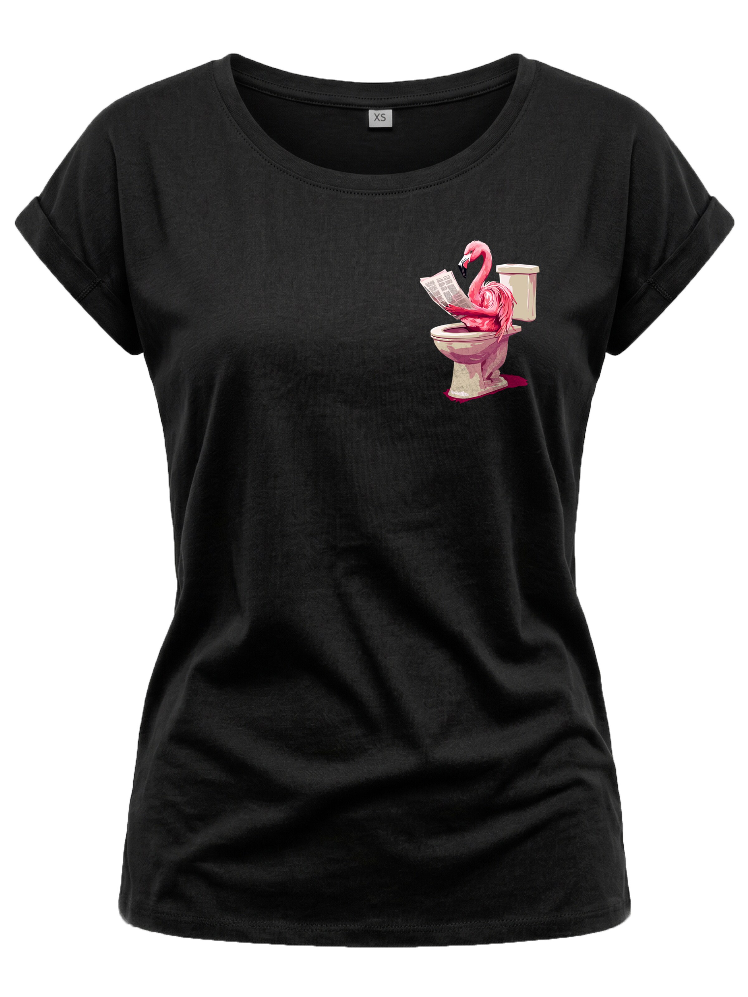 MAKAYA Shirt 'WC Flamingo' in Black: front