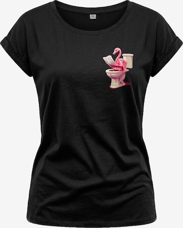 MAKAYA Shirt 'WC Flamingo' in Black: front