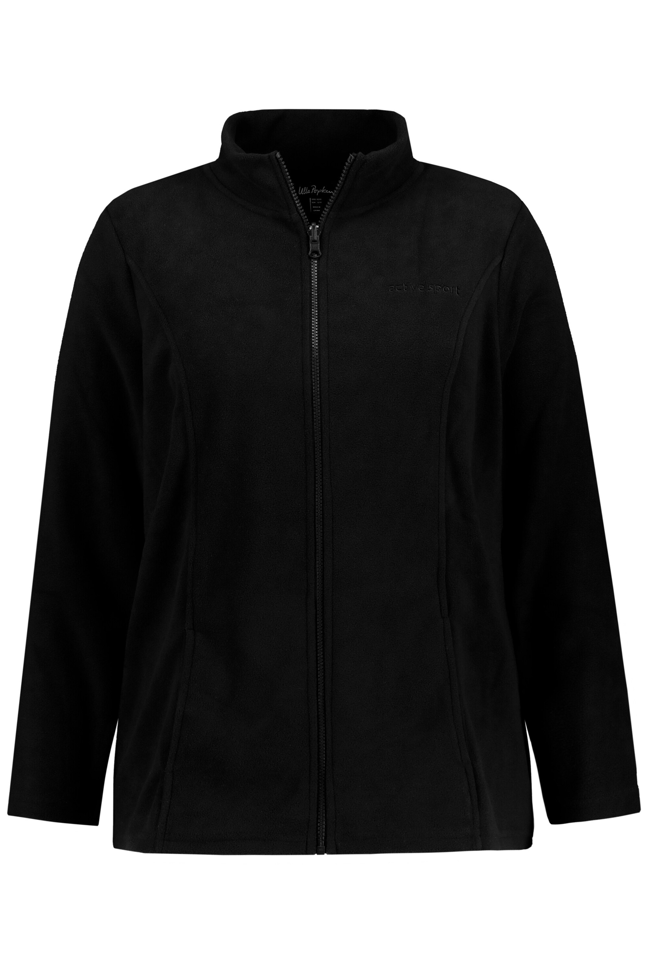 Ulla Popken Fleecejacke in Schwarz: Vorderseite
