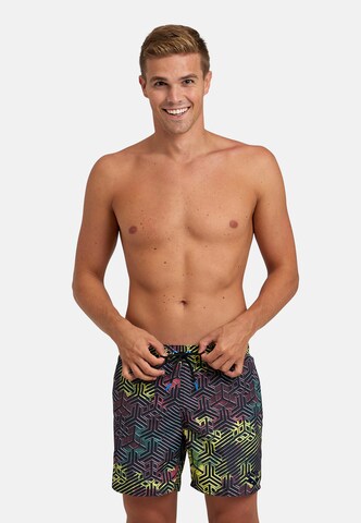 ARENA - Bermudas 'BEACH BOXER ALLOVER' en negro: frente