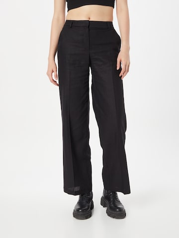 WEEKDAY Regular Trousers with creases 'Cyrus' in Black: front