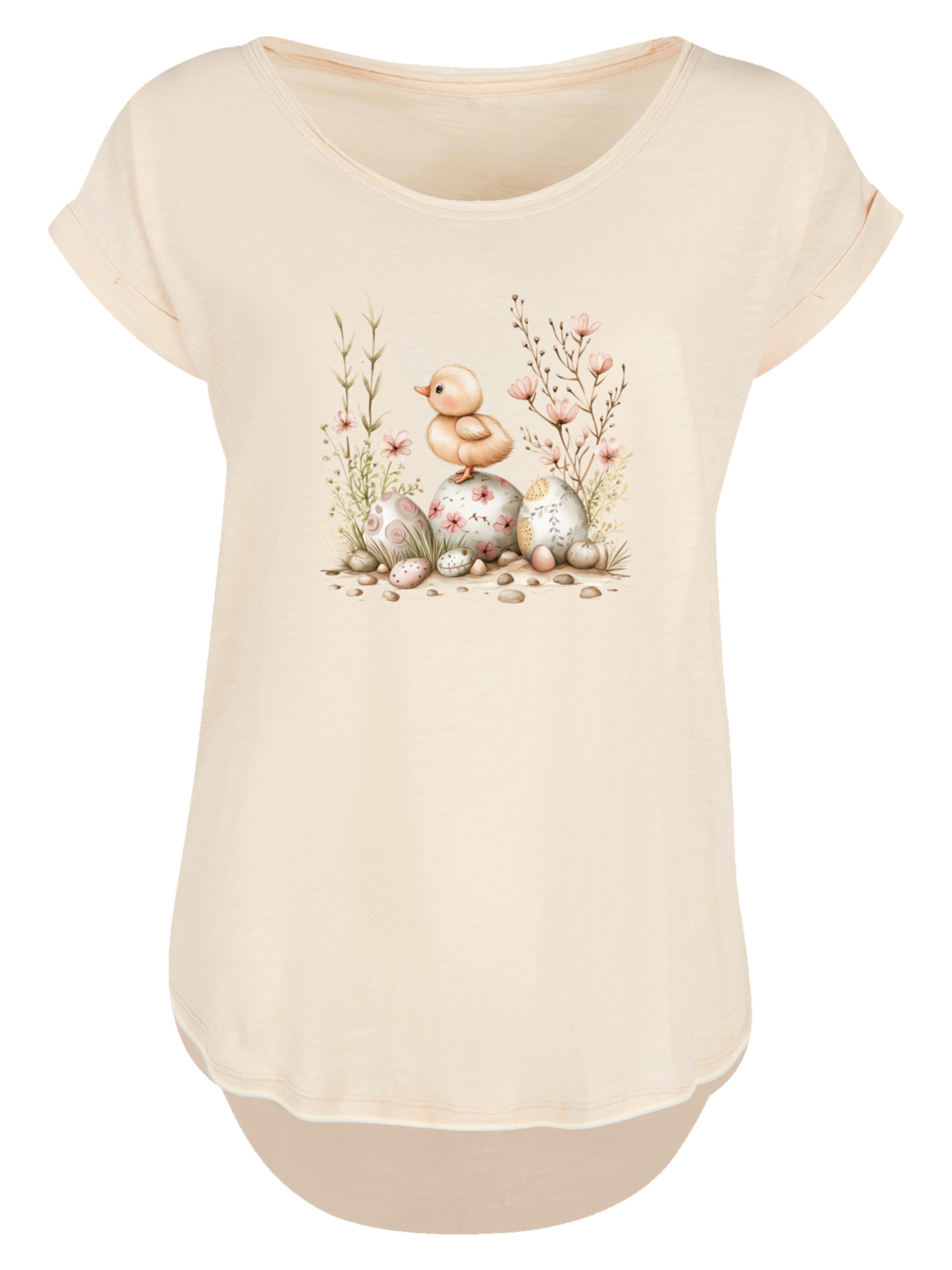F4NT4STIC Shirt 'Ostern Küken Ei Blumen' in Beige: front