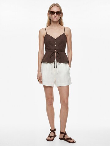 Koton Loose fit Pleat-Front Pants in White: front
