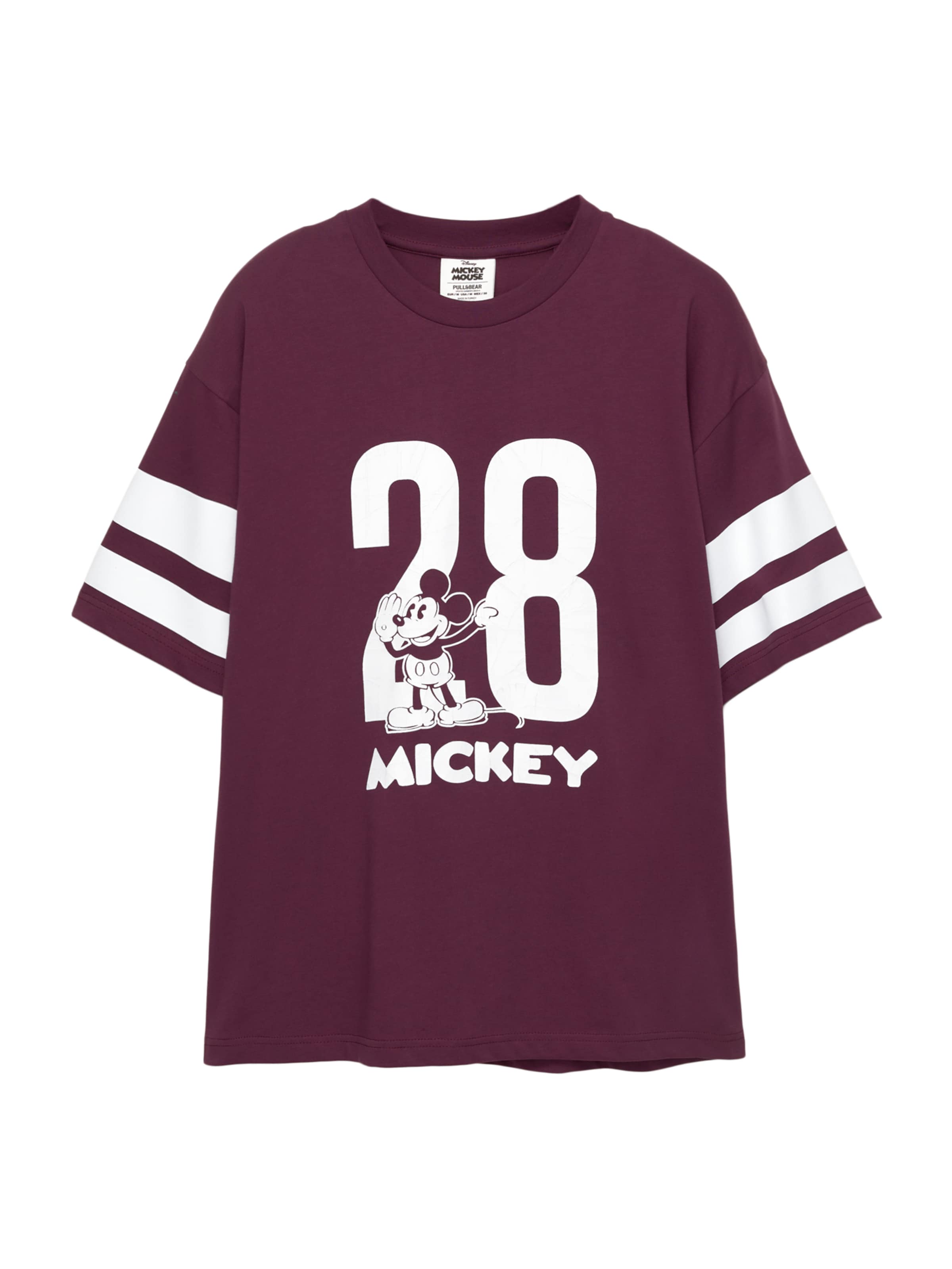 Pull&Bear Bluser & t-shirts 'MICKEY 28' i burgunder / hvid, Produktvisning