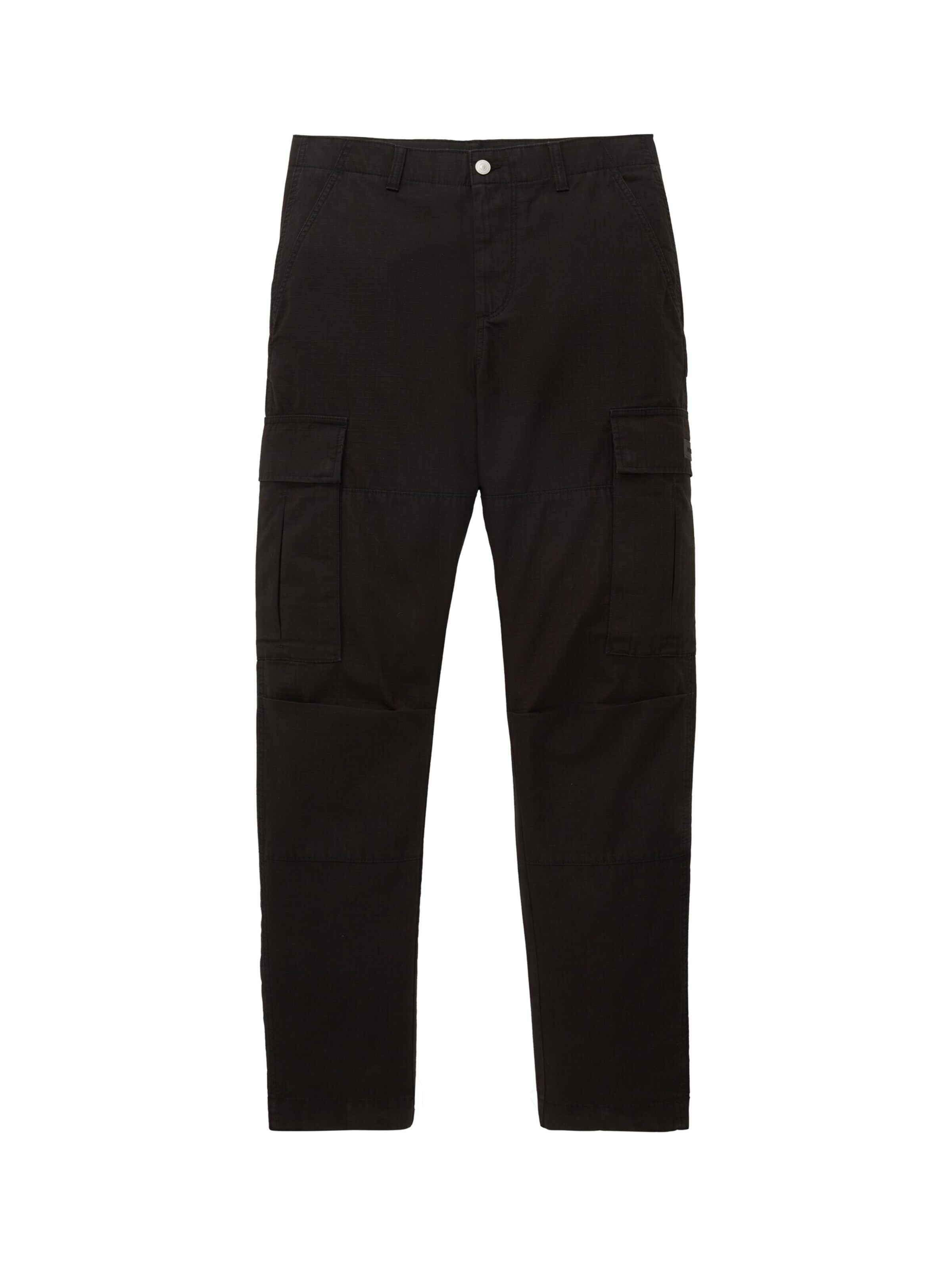 TOM TAILOR DENIM Tapered Cargo Pants in Black: front
