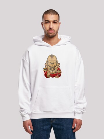 Sweat-shirt 'Happy Cyber Buddha CYBERPUNK STYLES' F4NT4STIC en blanc : devant