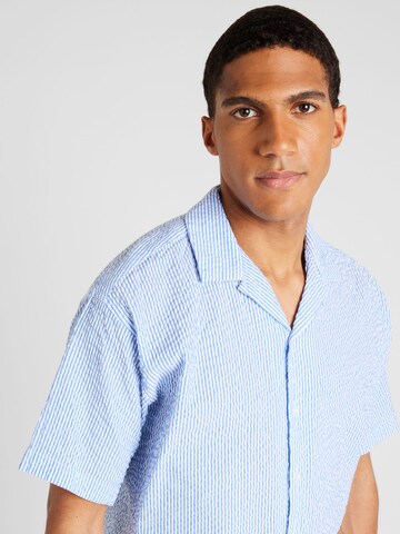 JACK & JONES Comfort fit Button Up Shirt 'AYDAN' in Blue