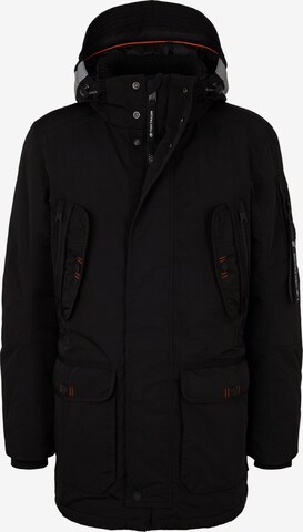 TOM TAILOR Parka 'Rough' in Schwarz: predná strana