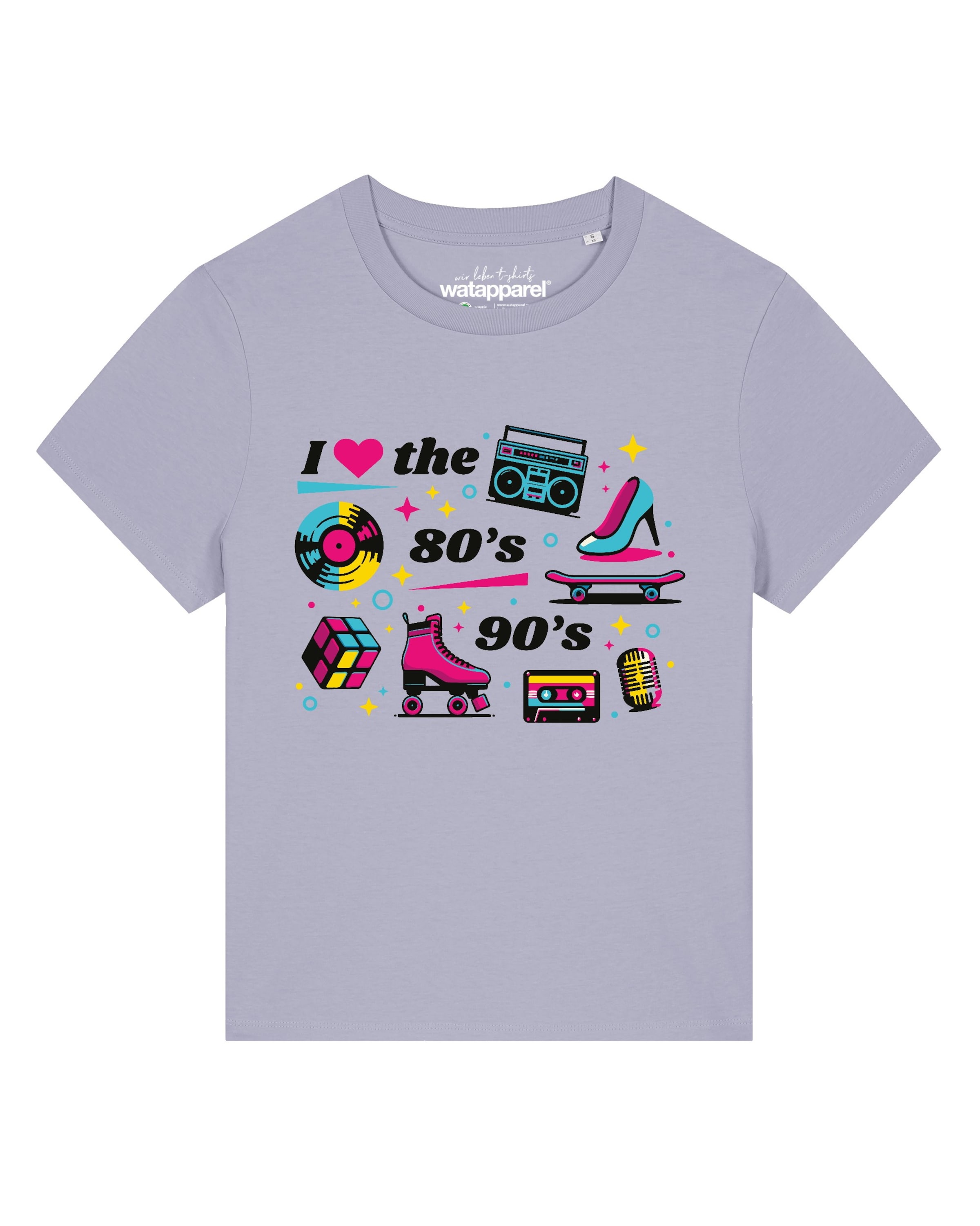 Maglietta '80s Love' di Watapparel in lilla: frontale