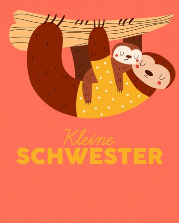 T-Shirt 'Faultier Kleine Schwester' watabout.kids en orange