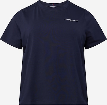 Tricou de la Tommy Hilfiger Curve pe albastru: față