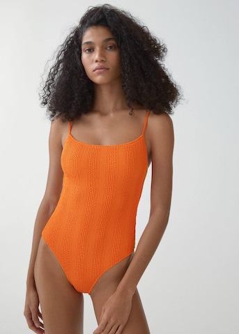 MANGO Bralette Swimsuit 'Ocean' in Orange: front