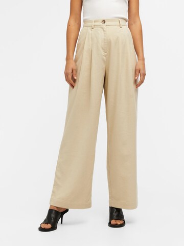 Wide leg Pantaloni con pieghe 'Fippi' di OBJECT in beige: frontale