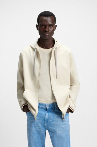 BOSS Zip-Up Hoodie ' C-Spence ' in White: front