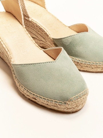 Alhamas - Sandalias con hebilla 'Alpargata Cuña 7 cm' en verde