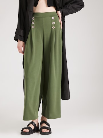 ZABAIONE Wide leg Pleat-Front Pants 'El44ly' in Green: front