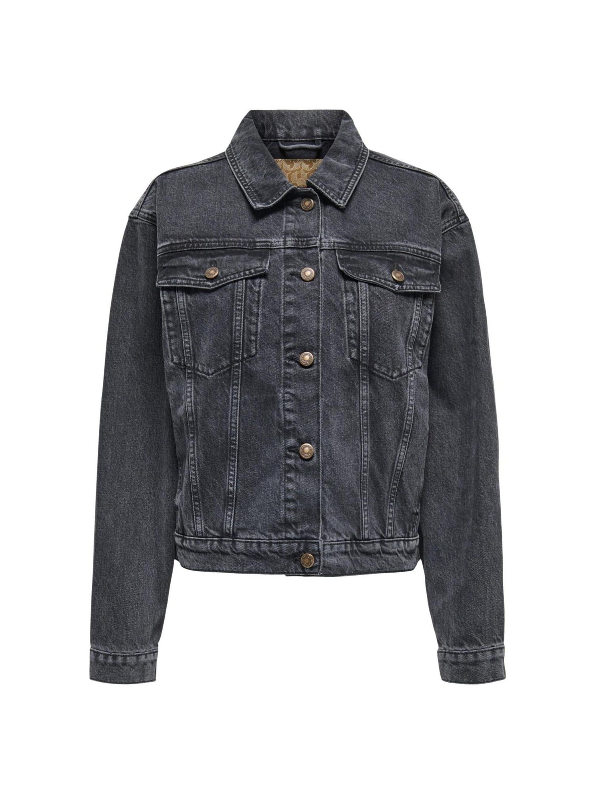 Giacca di mezza stagione 'Onlharper Ls Boxy Dnm Jkt Sik 15363548' di ONLY in nero: frontale