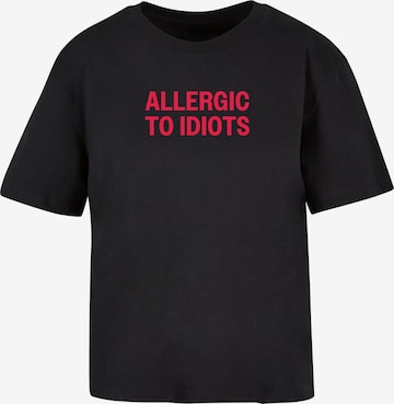 Miss Tee Shirt 'Allergic To Idiots' in Zwart: voorkant