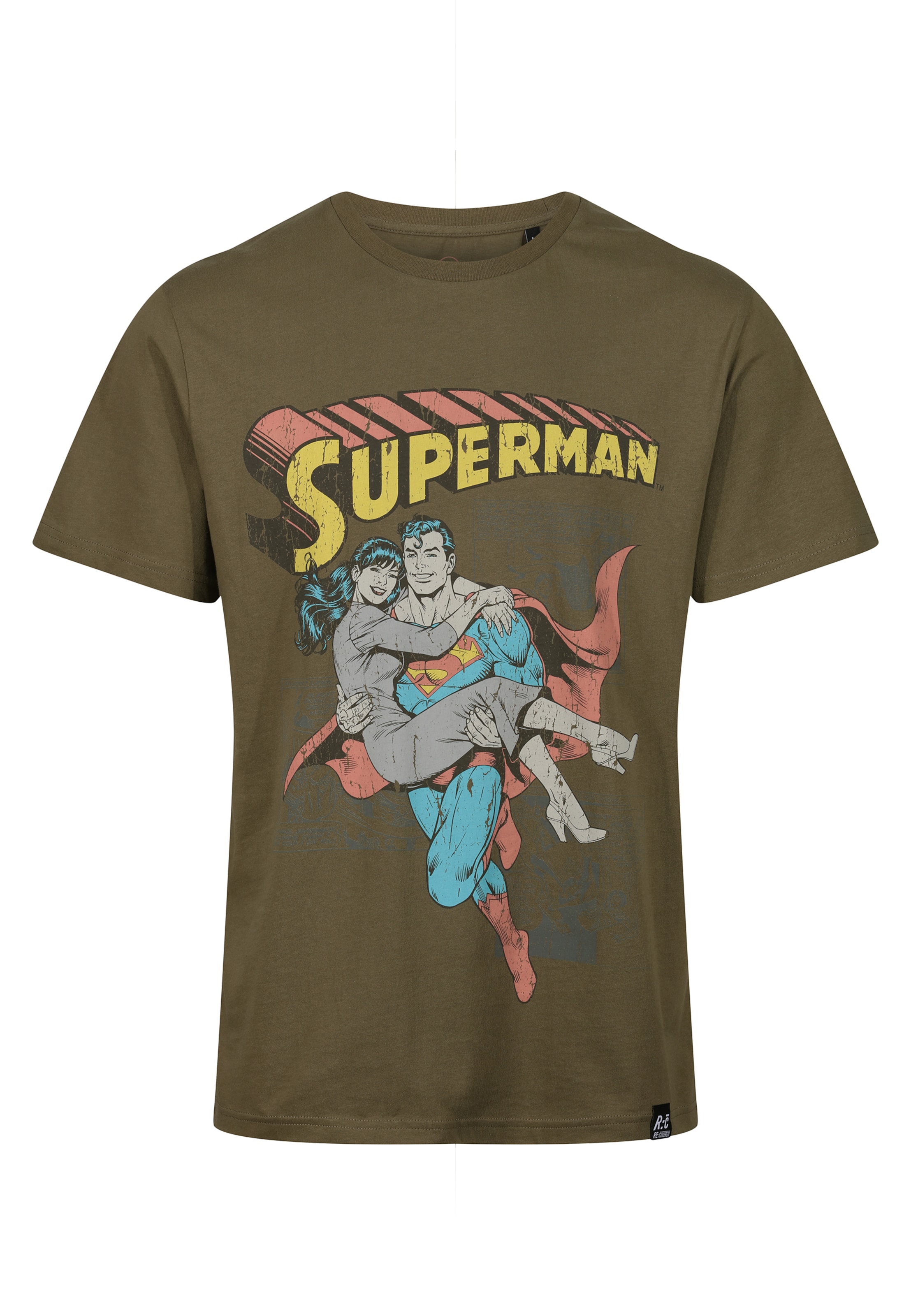 Recovered T-Shirt 'Superman Comic Graphic' in Braun: Vorderseite