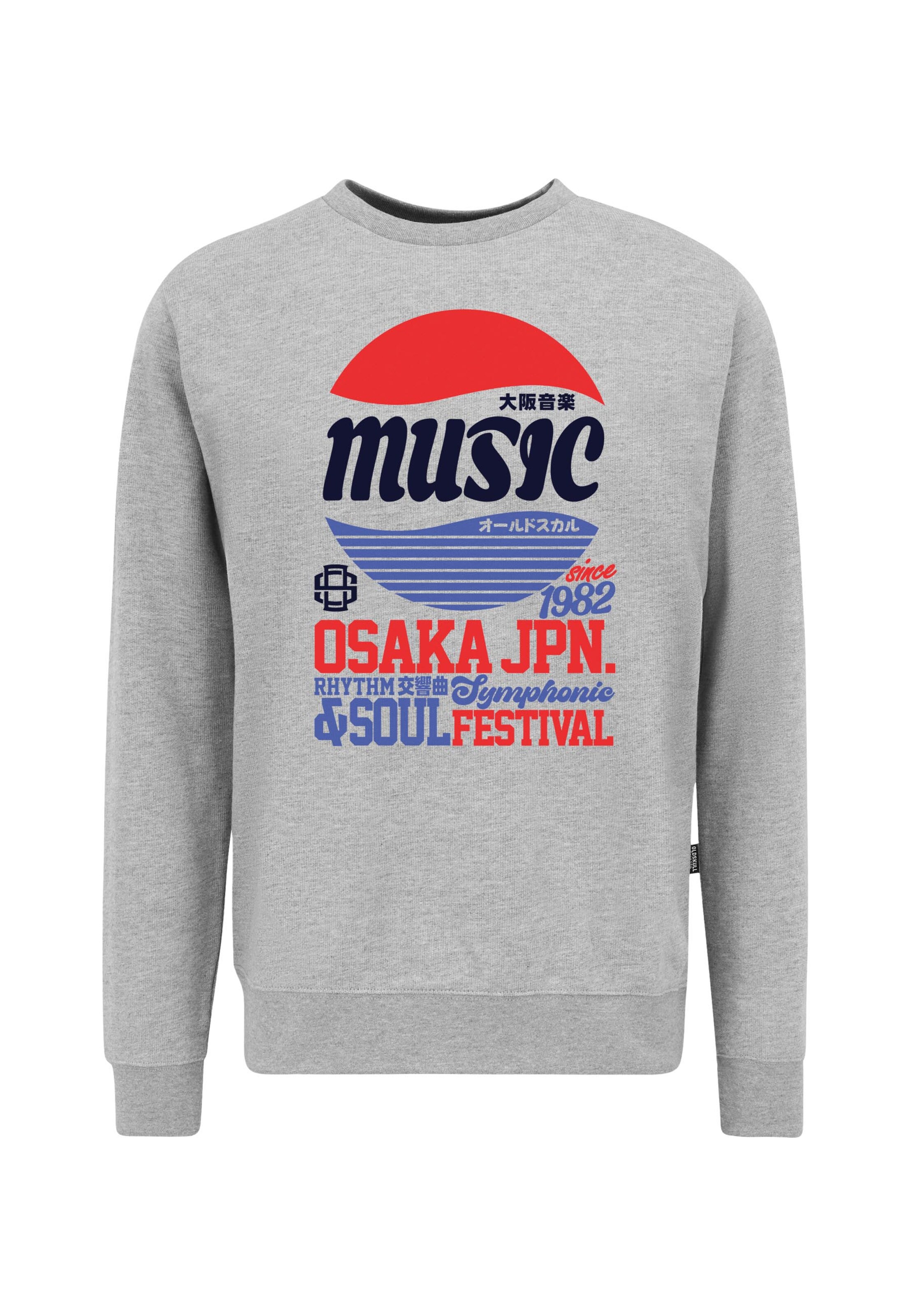 Oldskull Sweatshirt 'Asian Osaka Music Logo Graphic' in Grijs: voorkant