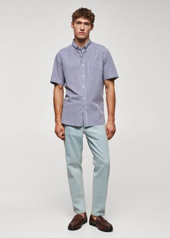 MANGO MAN Regular fit Button Up Shirt 'Vichy' in Blue