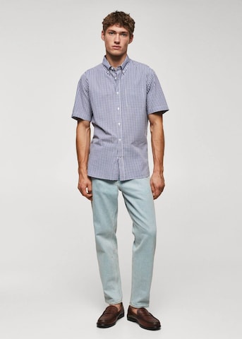 MANGO MAN Regular fit Button Up Shirt 'Vichy' in Blue