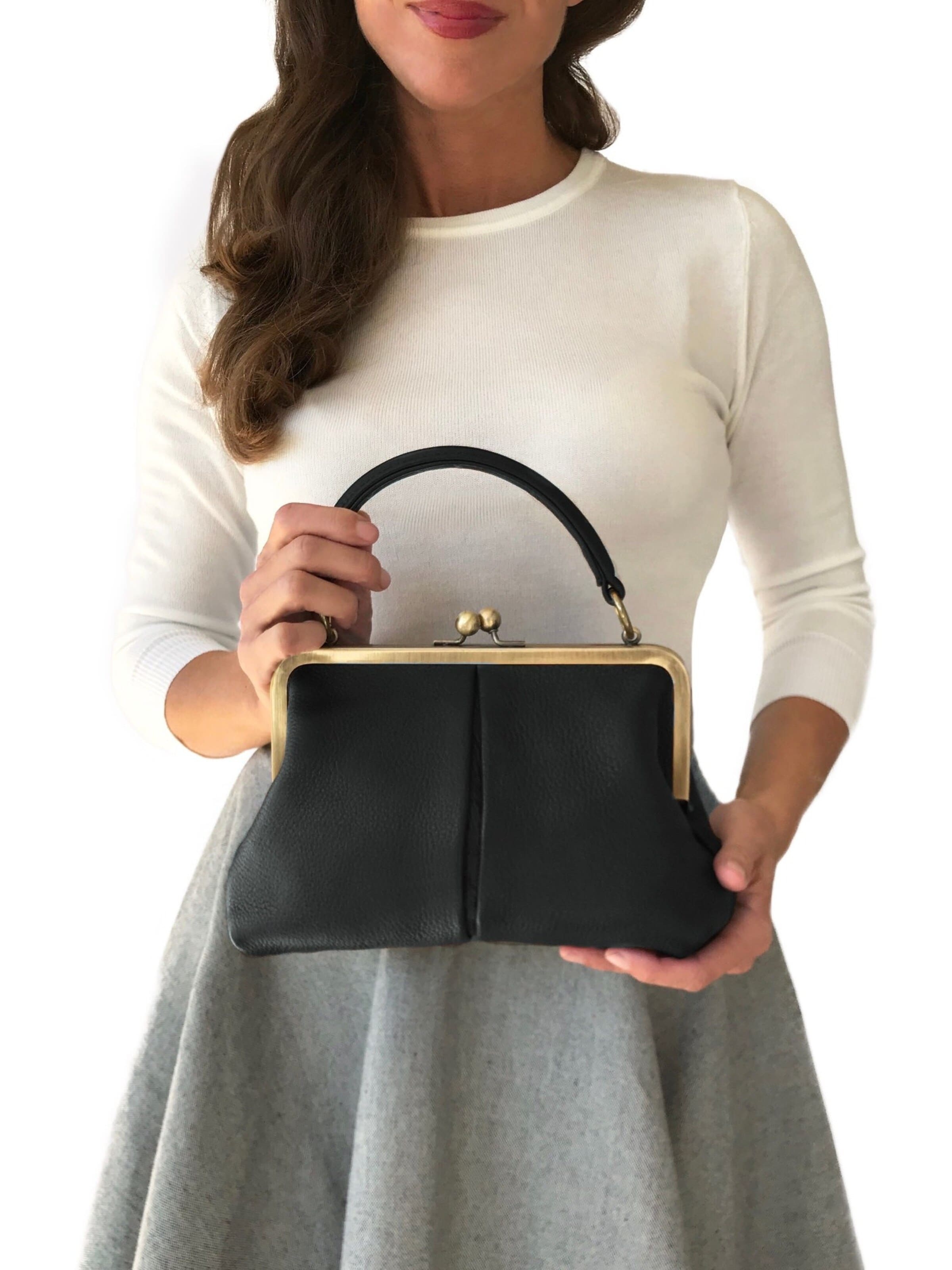 Sacs à main 'Kleine Olive – Leder Handtasche & Umhängetasche' Taschenkinder en noir : devant