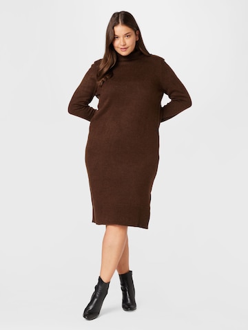 ONLY Carmakoma Knitted dress 'Brandie' in Brown: front