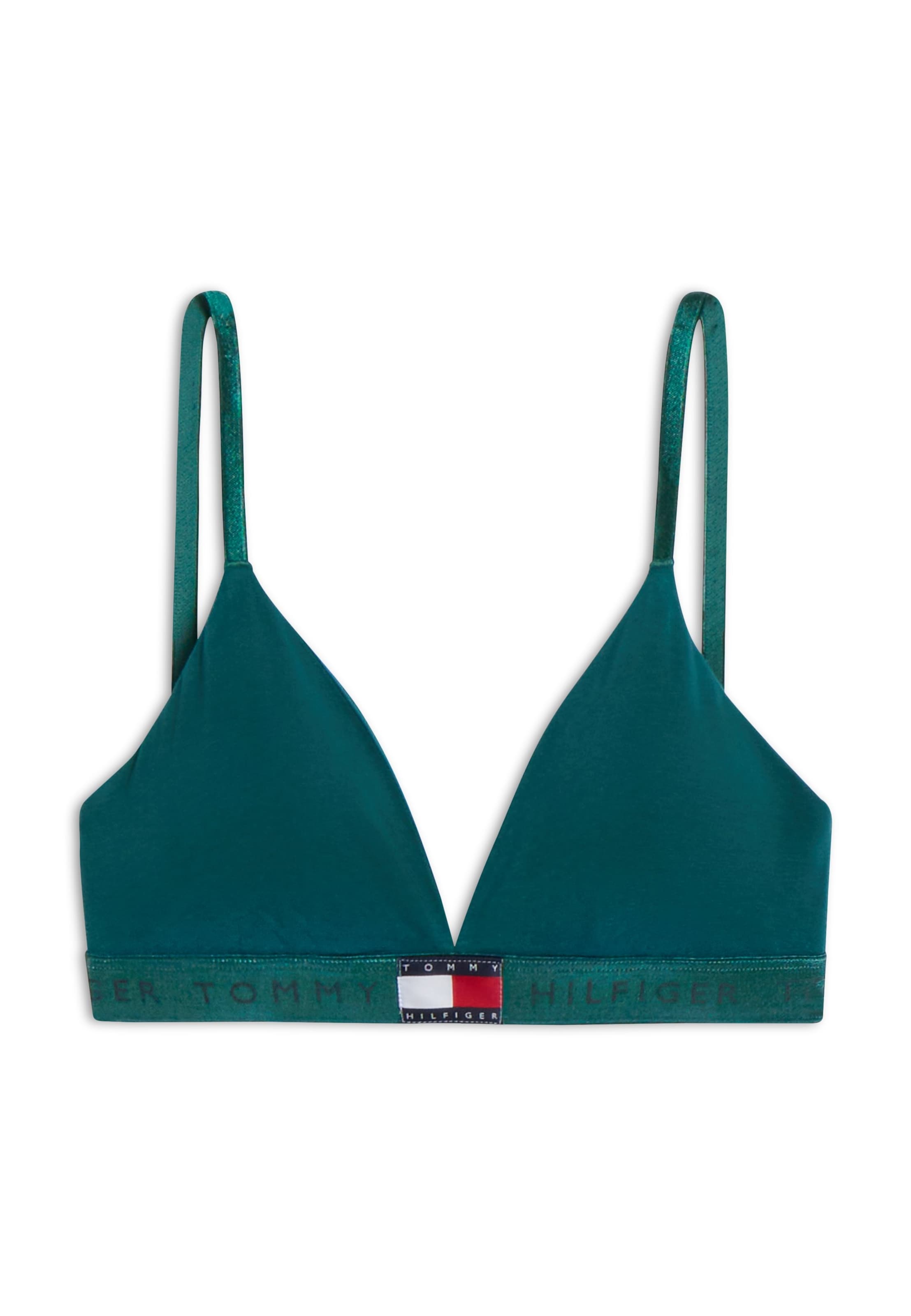 Tommy Hilfiger Underwear Trojúhelníková Podprsenka 'SHINE' – zelená: přední strana
