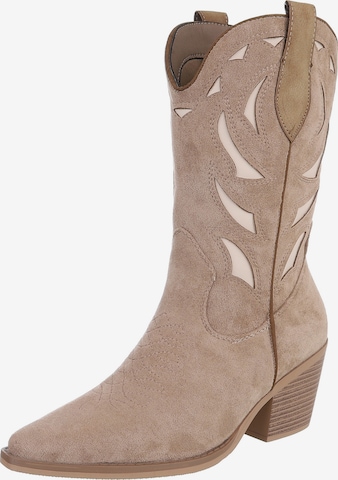 Ital-Design Cowboystiefel in Braun: Vorderseite