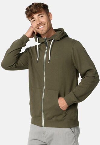 INDICODE JEANS Zip-Up Hoodie 'Christos' in Green