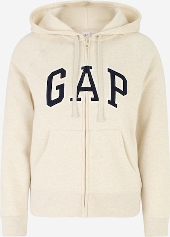 Gap Petite Zip-Up Hoodie 'HERITAGE' in Beige: front