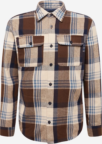 JACK & JONES Regular fit Button Up Shirt 'DYLAN' in Brown: front