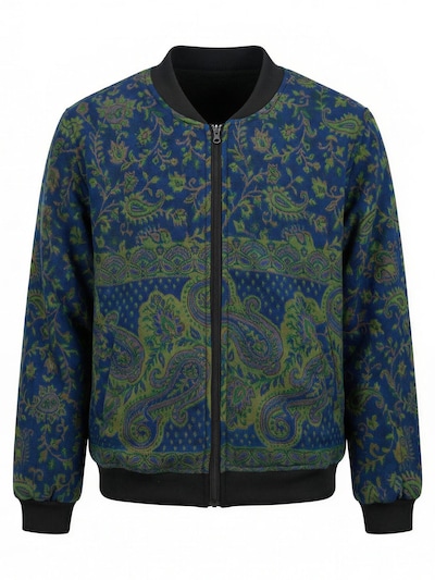 Shop Karey Winterjacke 'KAMAL BOMBER JACKET GREEN AND BLUE'‌‌‌‌‌‌‌‌ in grün, Produktansicht