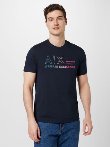 ARMANI EXCHANGE Тениска в синьо: отпред