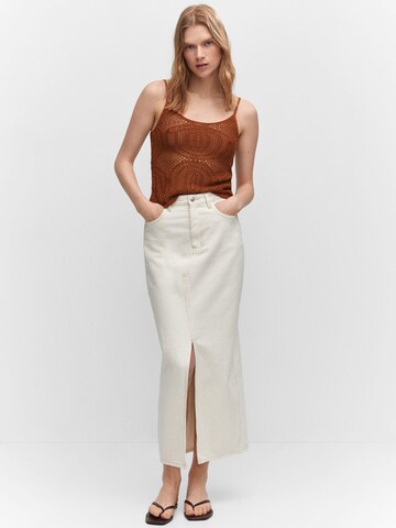 MANGO Knitted Top in Brown