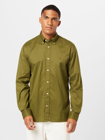 TOMMY HILFIGER - Regular Fit Camisa em verde: frente