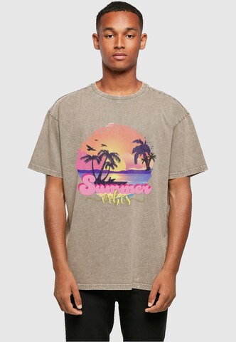Merchcode T-Shirt 'Summer Vibes Sunset' in Braun: Vorderseite