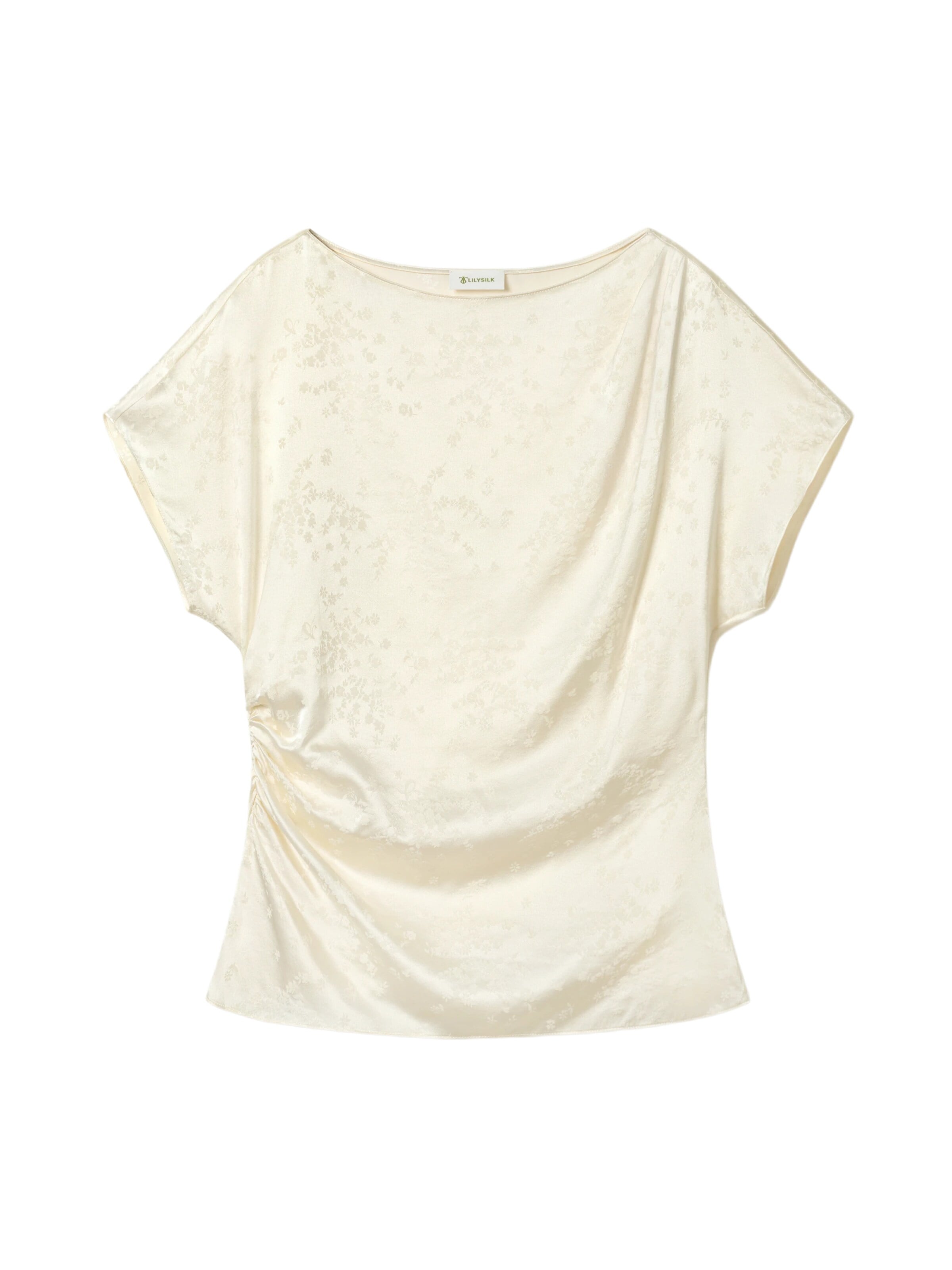 Lilysilk Blouse 'Sakura-Jacquard-Seiden-Top' in Wit: voorkant
