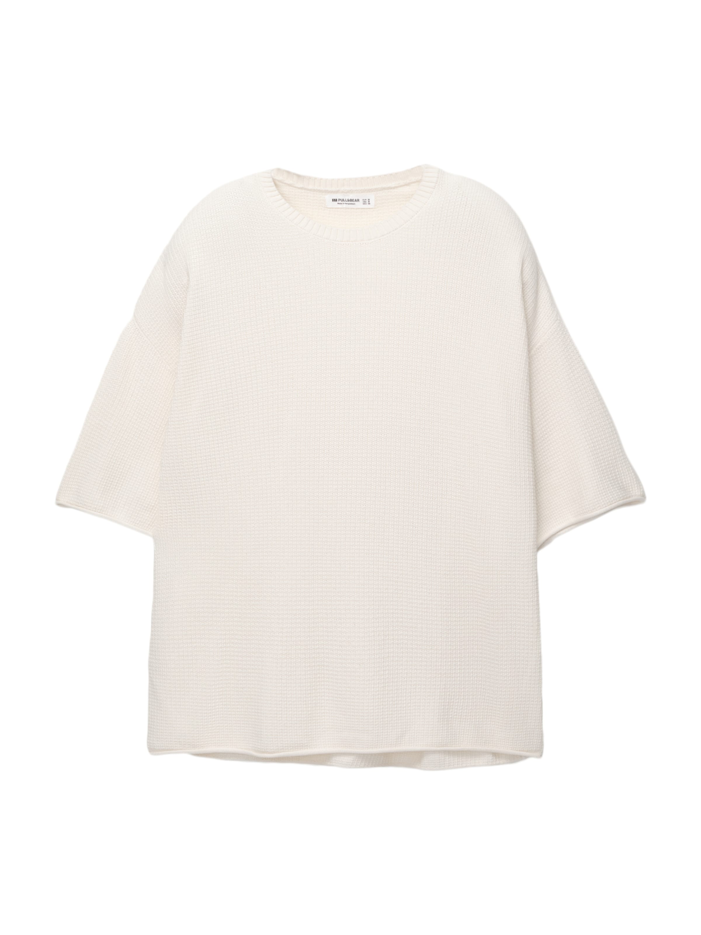 Pull&Bear Пуловер в бяло: отпред