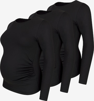 M.M.C. Shirt 'Langarm Basic Umstandsmode' in Schwarz: Vorderseite