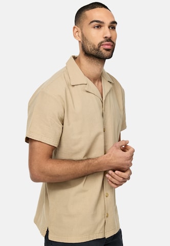 INDICODE JEANS Regular fit Button Up Shirt 'Rycroft' in Beige