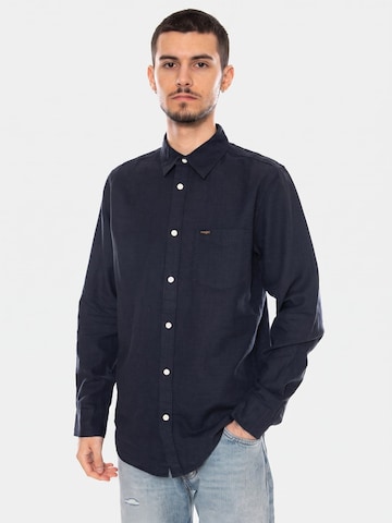 WRANGLER Comfort fit Button Up Shirt 'SHIRT DARK NAVY' in Blue: front