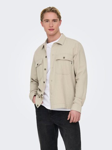 Only & Sons Regular fit Button Up Shirt 'KENNET' in Grey: front