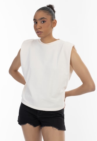 MYMOSweater majica - bijela boja: prednji dio