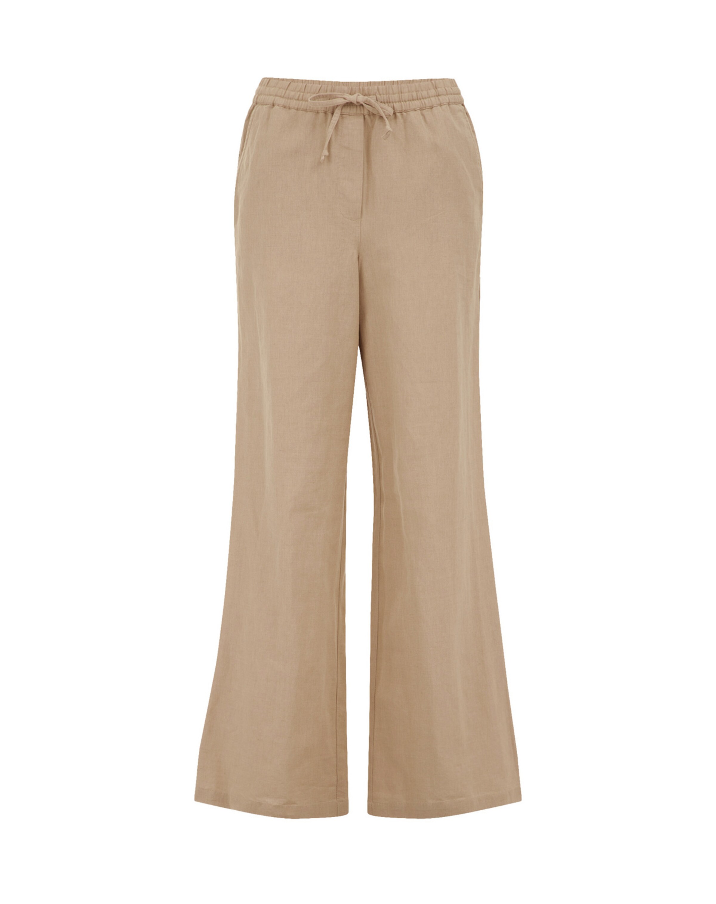 WE Fashion Широки крачоли Панталон в бежово: отпред