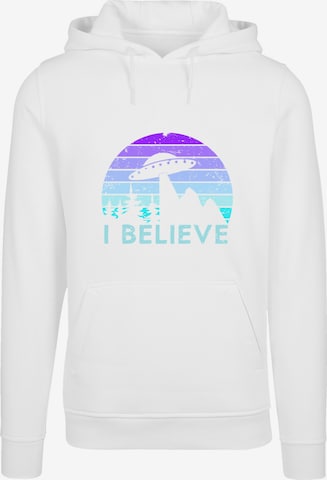 F4NT4STIC Sweatshirt 'I Believe Ufo Alien Raumschiff' in Weiß: Vorderseite